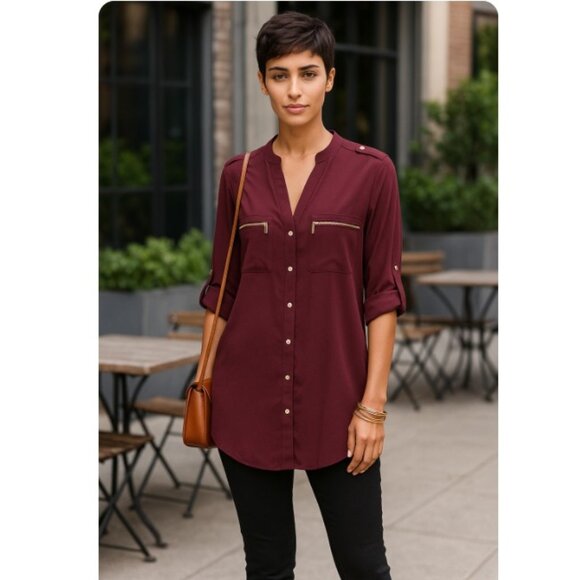 Calvin Klein Purple & Gold Tunic Top - Picture 3 of 9